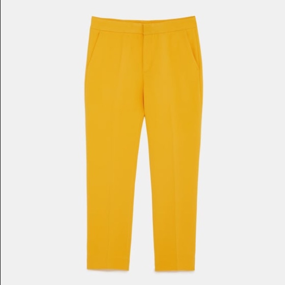 NEW Zara mid-rise skinny trouser in Dark Yellow